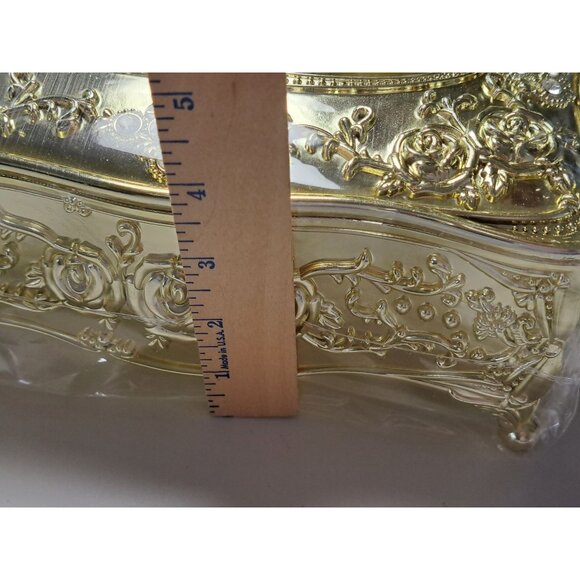 European Style Gold Tissue Box Ornamental Gold Toned Grandma Decor Deadstock - Picture 10 of 10
